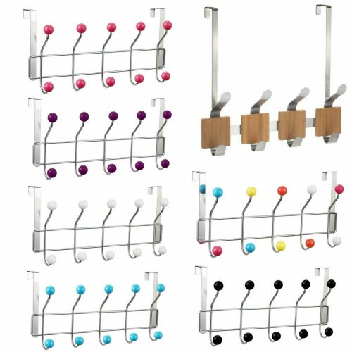 Chrome 10 Hook Over Door Hat Coat Rack Hanger Hangers Clothes Multi Colour Balls