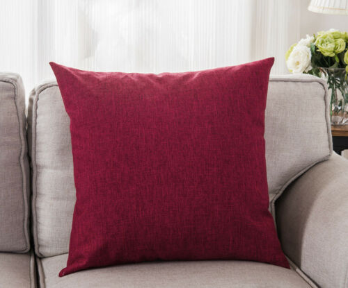 Soft Cotton Linen Pillow Case Sofa Waist Throw Cushion Solid Cover Home Decor 