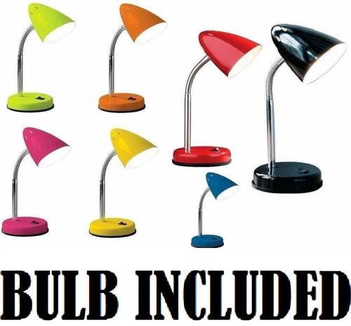 FLEXI NECK TABLE LAMP DESK STUDY OFFICE BED SIDE NIGHT LIGHT FLEXIBLE WITH BULB