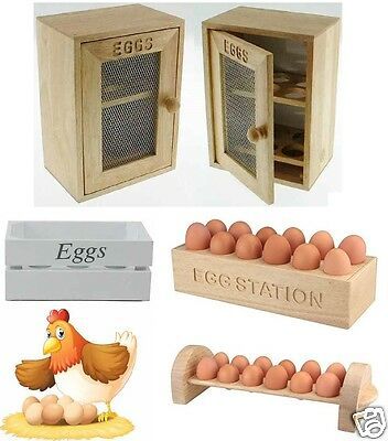 WOODEN CHICKEN 6 OR 12 EGG HOLDER CUPBOARD CABINET KITCHEN STORAGE WOOD RACK NEW