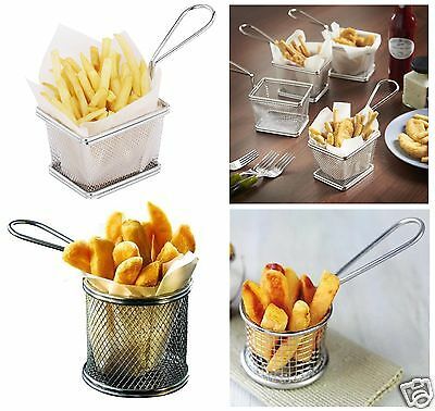 Stainless Steel Mini Chips Fries Serving Basket Food Fryers Potato Wedges Holder