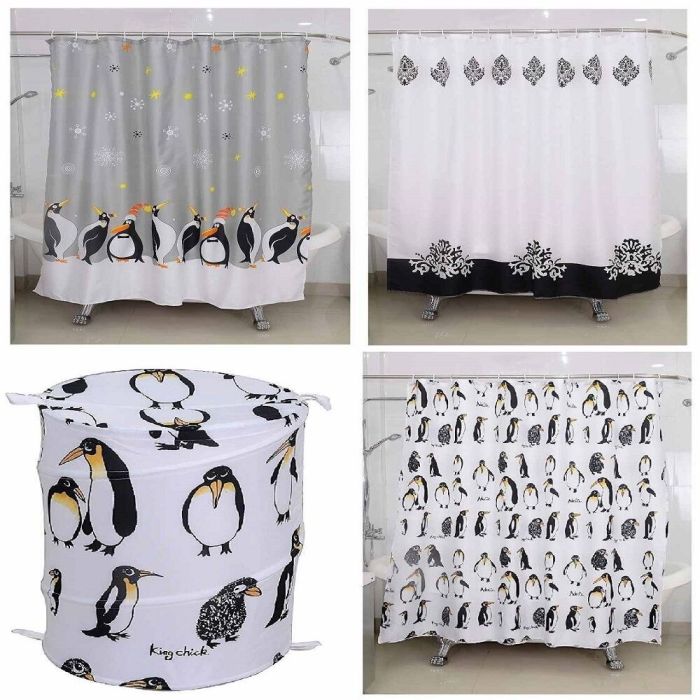 MODERN LUXURY DESIGN SHOWER CURTAINS CURTAIN 180 X 180CM WITH 12 RINGS HOOKS