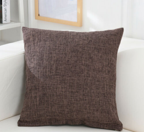 Solid Cotton Linen Pillow Case Sofa Waist Throw Cushion Solid Cover Home Decor 