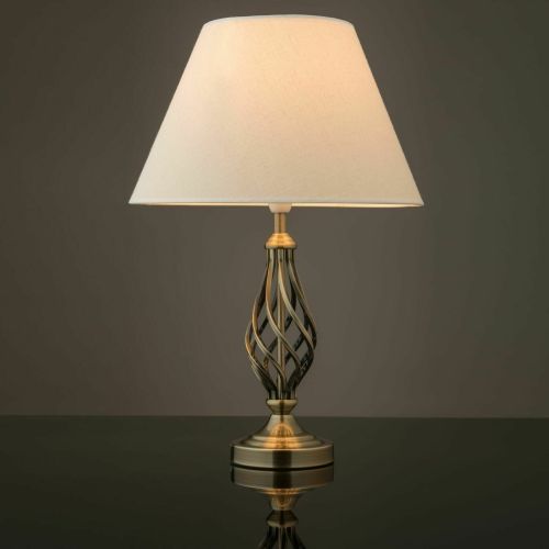 Kingswood Barley Twist Traditional Table Lamp & Shade Bedside Antique Brass New