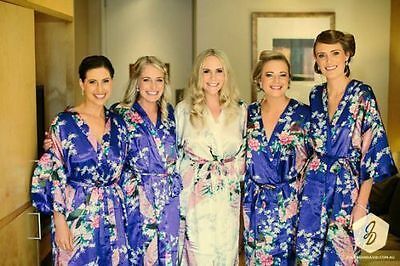 *Silk Short/long Wedding Bride Bridesmaid Robe Women Floral Bathrobe Kimono Robe