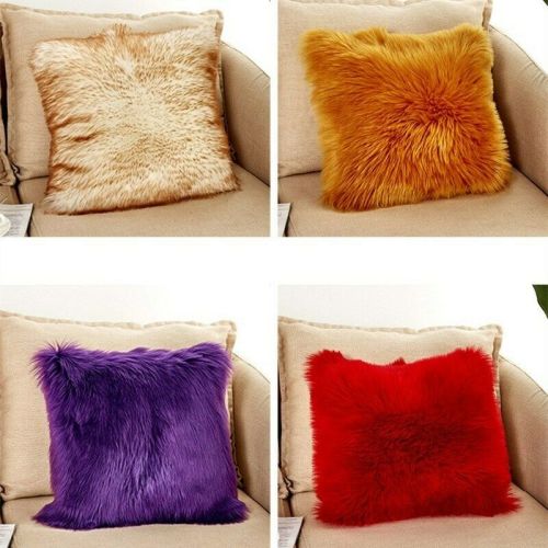 Luxury Soft Faux Fur Throw Pillow Case Fluffy Plush Sofa Cushion Cover OR Pillow