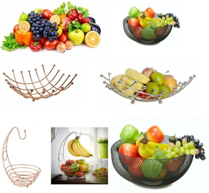 2 in 1 Banana Hook Tree Fruit Bowl Basket Hanger Stand Dinning Table Storage New