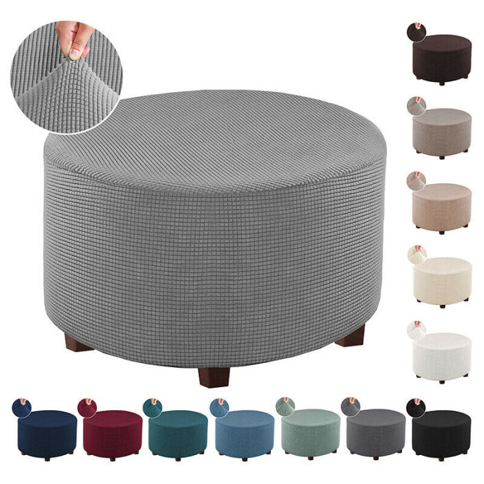 Stretch Round Ottoman Slipcover Footstool Protector Cover Storage Ottoman Cover*