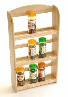 3 Tier Bamboo Wood Wooden Herb Spice Rack Jar Holder Stand Wall Mounted Herbs