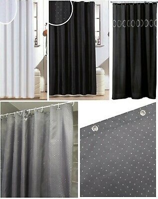 GLITTER DIAMANTE LUXURY SHOWER CURTAIN & HOOKS MACHINE WASHABLE 100% POLYESTER