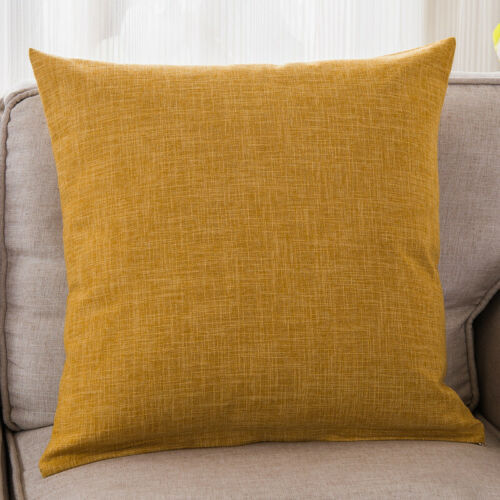 Cotton Linen Pillow Case Sofa Waist Throw Cushion Solid Cover Home Decor
