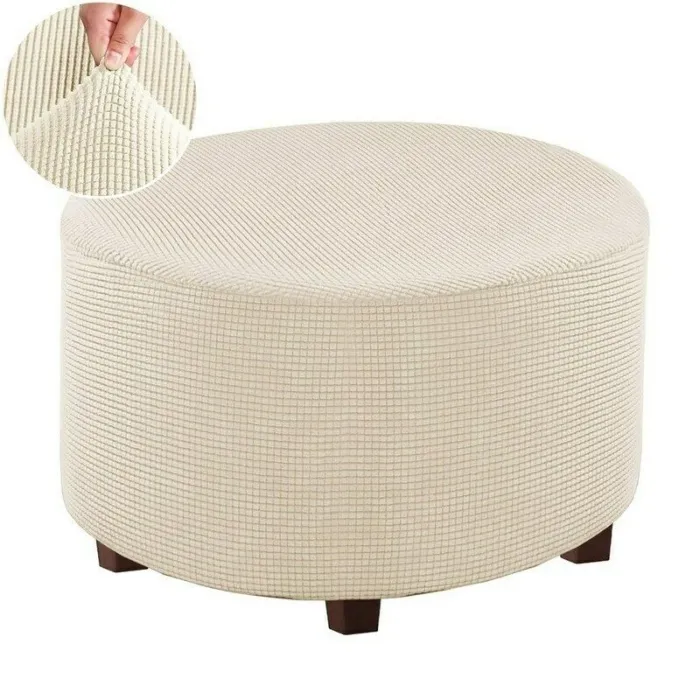 Stretch Round Ottoman Slipcover Footstool Protector Cover Storage Ottoman Cover*