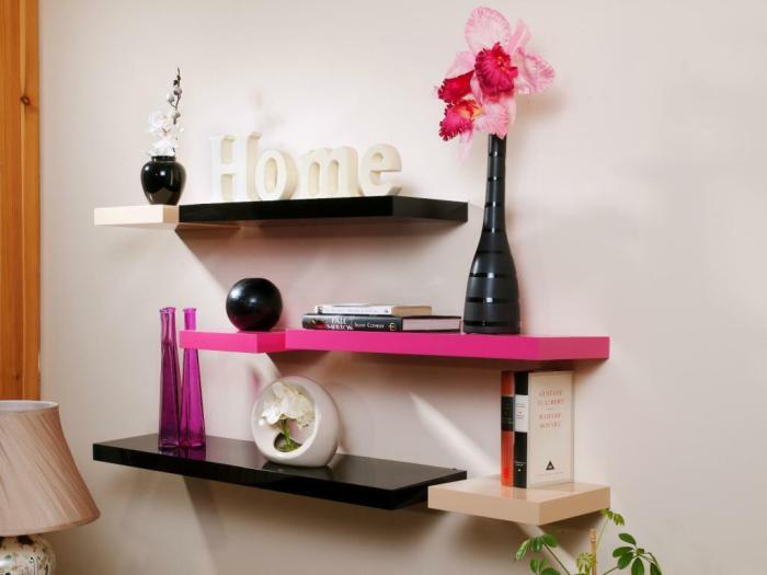HUDSON HIGH GLOSS FLOATING WALL MOUNTED SHELF KITCHEN BATH LIVING ROOM SHELVES