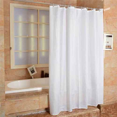 Fabric Shower Curtain Plain White Extra Wide Extra Long Standard With Hooks Ring