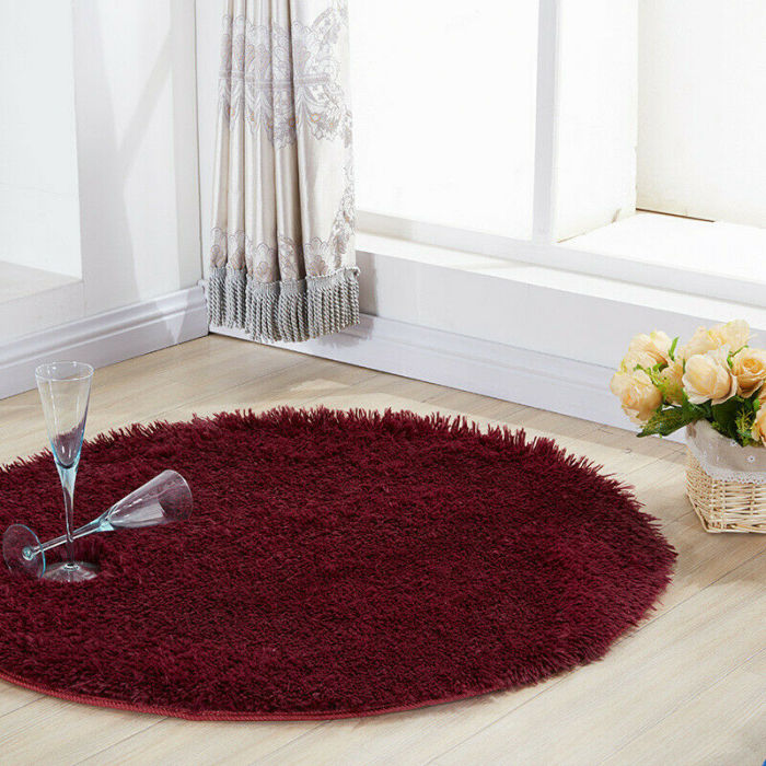 Fluffy Rug Carpet Non Slip Soft Area Rugs Bathroom Room Round Floor Mat Washable
