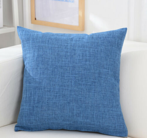Cotton Linen Pillow Case Sofa Waist Throw Cushion Solid Cover Home Decor