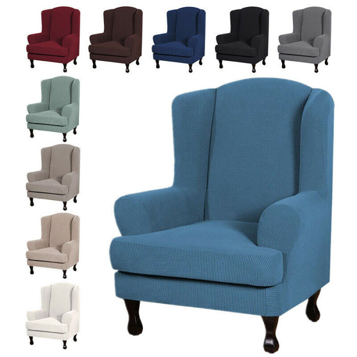 Wing Chair Cover Elastic Armchair Sofa Chair Cover Stretch Protector Slipcover ~
