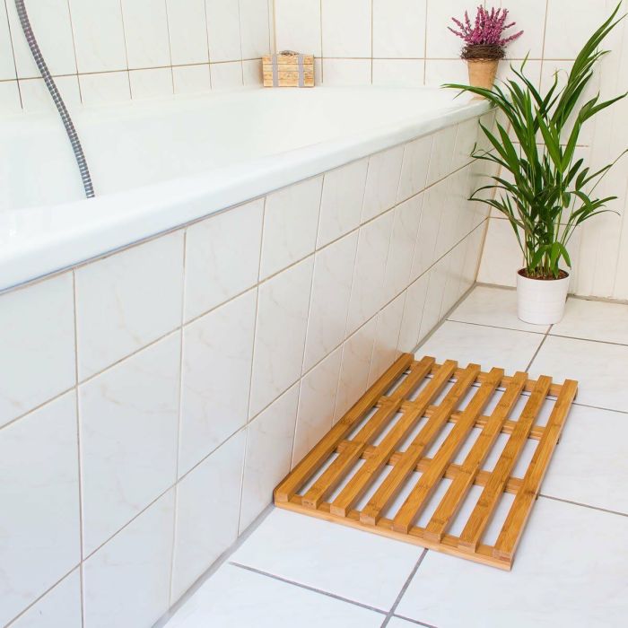 Bamboo Wood Wooden Slatted Duck Board Bathroom Bath Shower Mat Non Slip Feet New