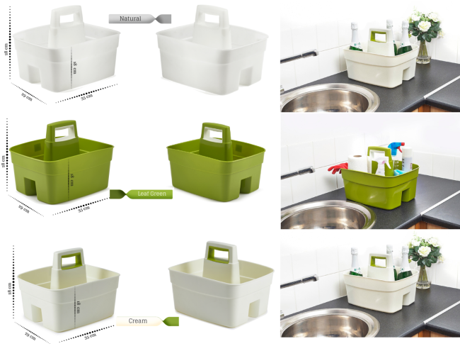 Plastic Handy Basket Kitchen Caddy Storage Tray Handle Tidy Organiser Cleaning