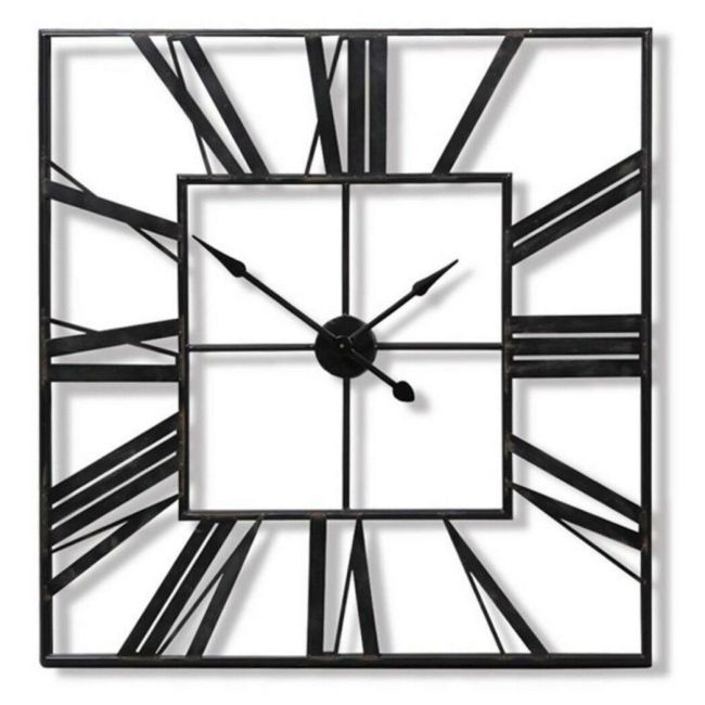 LARGE OUTDOOR GARDEN WALL CLOCK BIG ROMAN NUMERALS GIANT OPEN FACE METAL SQUARE