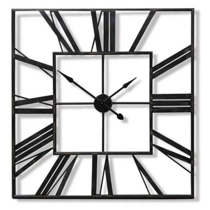 LARGE OUTDOOR GARDEN WALL CLOCK BIG ROMAN NUMERALS GIANT OPEN FACE METAL SQUARE
