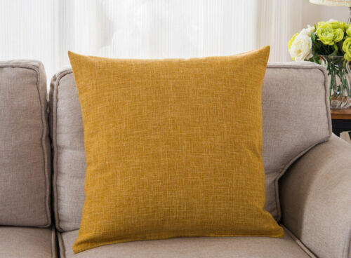Cotton Linen Pillow Case Sofa Waist Throw Cushion Solid Cover Home Decor 