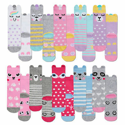 ** 5 10 Pairs Girls Childrens Funny Cool Socks Ears Unicorn Owl Striped Dog Cat