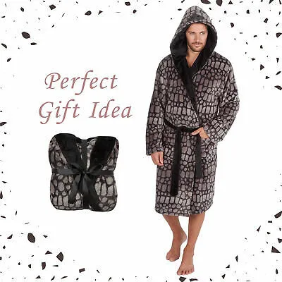 *Mens* Luxury Dinosaur Komondo Dragon Fleece Thick Dressing Gown Bath Robe M-XXL