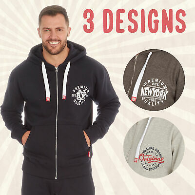 Mens Zip Up Through Hoodie Cotton Rich American Themed with Pockets Vintage UK