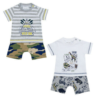 Baby Boys Safari Print Romper Suit Cotton Rich Summer Clothes Newborn-12 Months