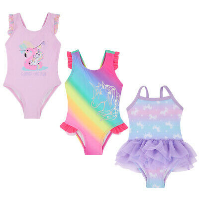 Baby Girls Unicorn Swimsuit Swimming Costume Tutu One Piece Swim Holiday Frill