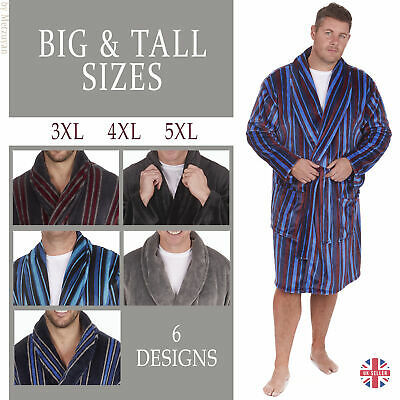 Mens Dressing Gown 3XL 4XL 5XL King Size Super Soft Fleece Bath Robes Big & Tall