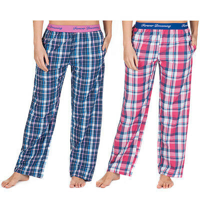 Womens Ladies Lounge Pants Pajama Bottoms Check Pattern Night Trousers Jacquard