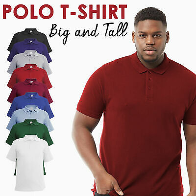 Mens Polo T-Shirt Plus Size Big And Tall Plain Shirt Short Sleeve Tops Basic UK