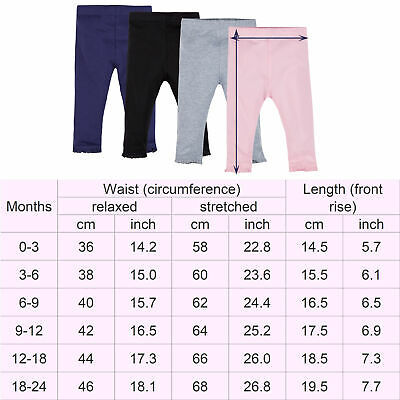 2 3 4 Pack Baby Girls Leggings Frill Cotton Multipack Bottoms Plain Lace Trim UK