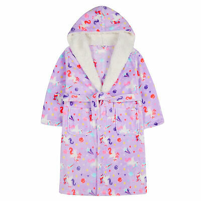 Kids Girls Novelty Unicorn Dressing Gown 7-8 9-10 11-12 13 Years Robe Fleece NEW