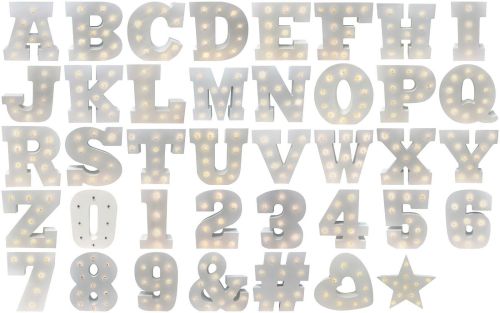 LED Wooden Letters Alphabet Sign Numbers Light Up Wood Decorative White Standing