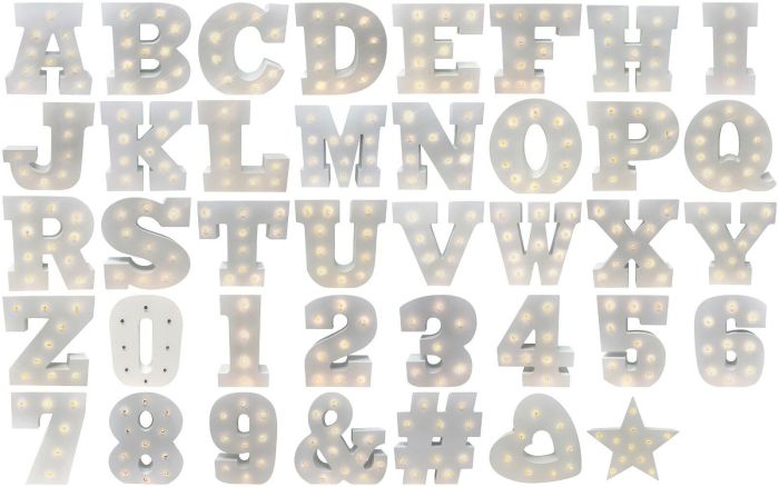 LED Wooden Letters Alphabet Sign Numbers Light Up Wood Decorative White Standing