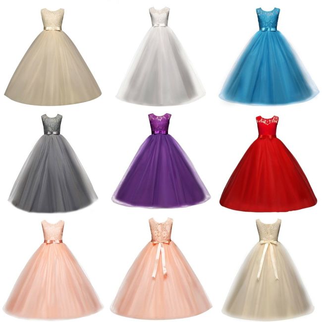 Girls Ball Gown Dress Wedding Princess Bridesmaid Party Prom Birthday for Kids