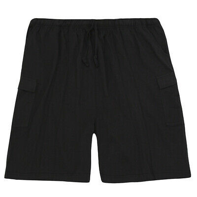 Mens Cargo Jersey Shorts Soft Elastic Waist Pocket Big Tall Sizes 3XL-5XL