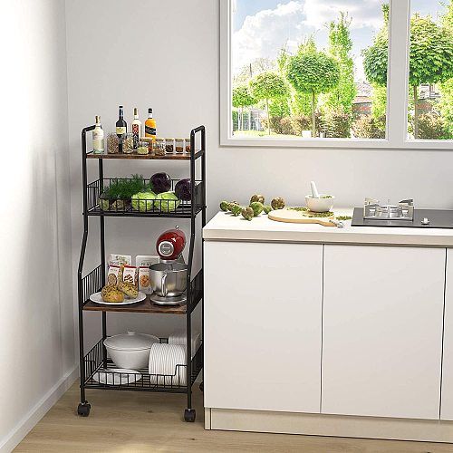 kitchen storage cupboard on wheels homfio metal and wood bakers rack 4 tier bakers rack on wheels kitchen storage cupboard on wheels homfio metal and wood bakers rack 4 tier bakers rack on wheels