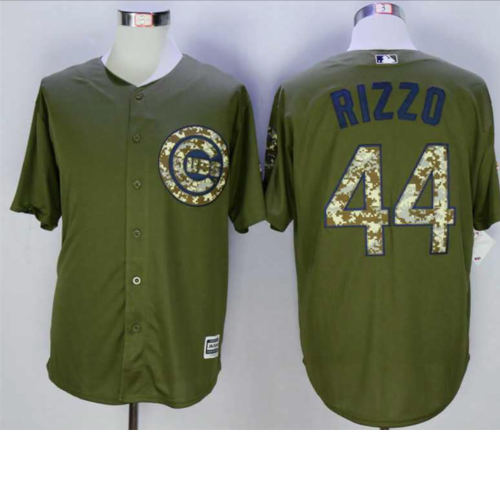 Chicago Cubs #44 Anthony Rizzo Army Green Salute To Service Jersey