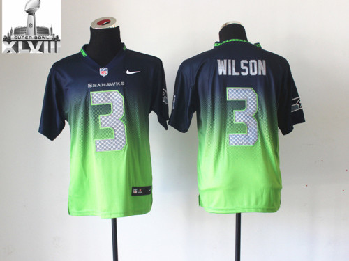 Nike NFL Seatle Seahawks 3 Wilson Superbowl Elite Jerseys