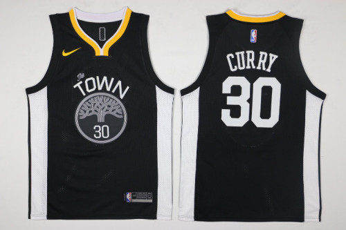 Golden State Warriors 30 Stephen Curry 2017-18 Season Black Swingman Jersey