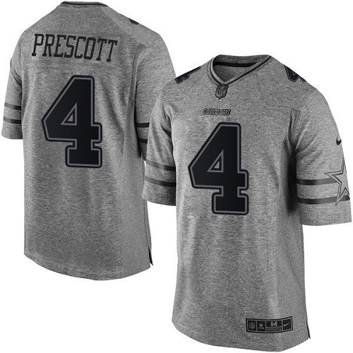 Nike NFL Dallas Cowboys Gridiron 4 Dak Prescott Mens Gray Limited Jersey