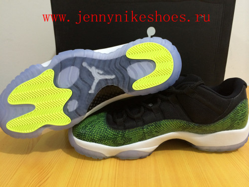 Authentic Air Jordan 11 Low Green Snakeskin Shoes 1
