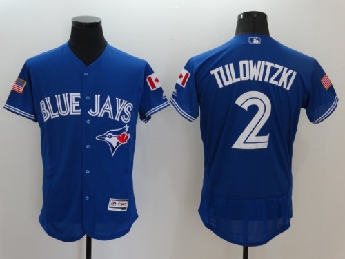 Mens Toronto Blue Jays 2 Troy Tulowitzki Blue Jersey