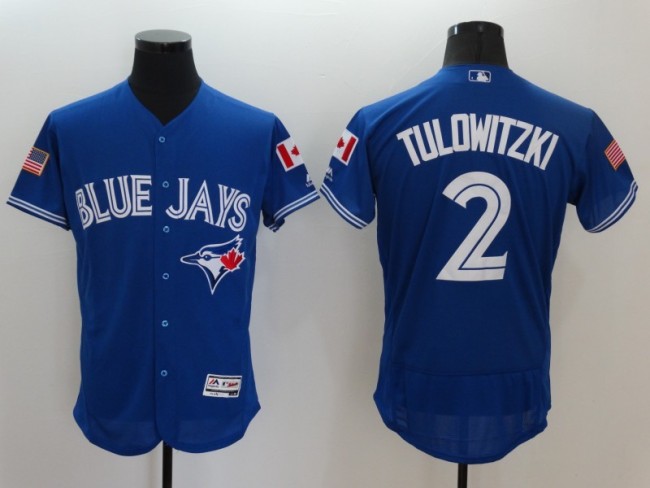 Mens Toronto Blue Jays 2 Troy Tulowitzki Blue Jersey