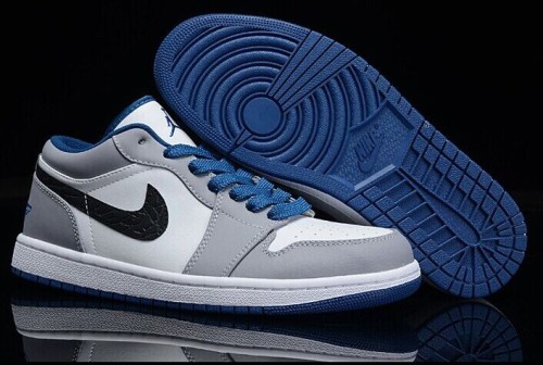 Authentic Air Jordan 1 Retro Low True Blue & Cement Grey