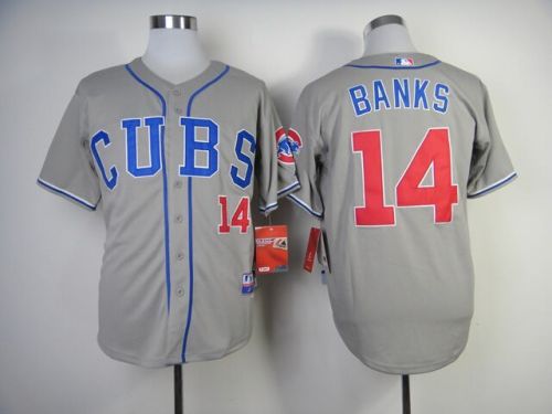 Chicago Cubs Blank Gray 14 Banks Jerseys